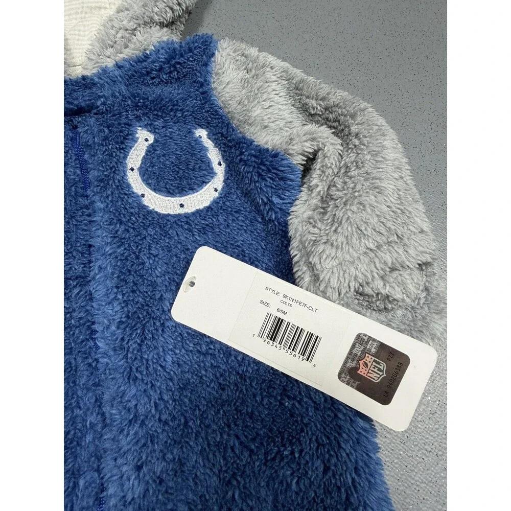 Indianapolis Colts Baby Boys Girls Fleece Footed Pajama Sleeper 6-9 M Sherpa NWT